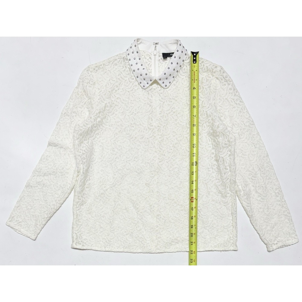 The Kooples Lace Floral Blouse Metal Stud Collar Women's Size 2